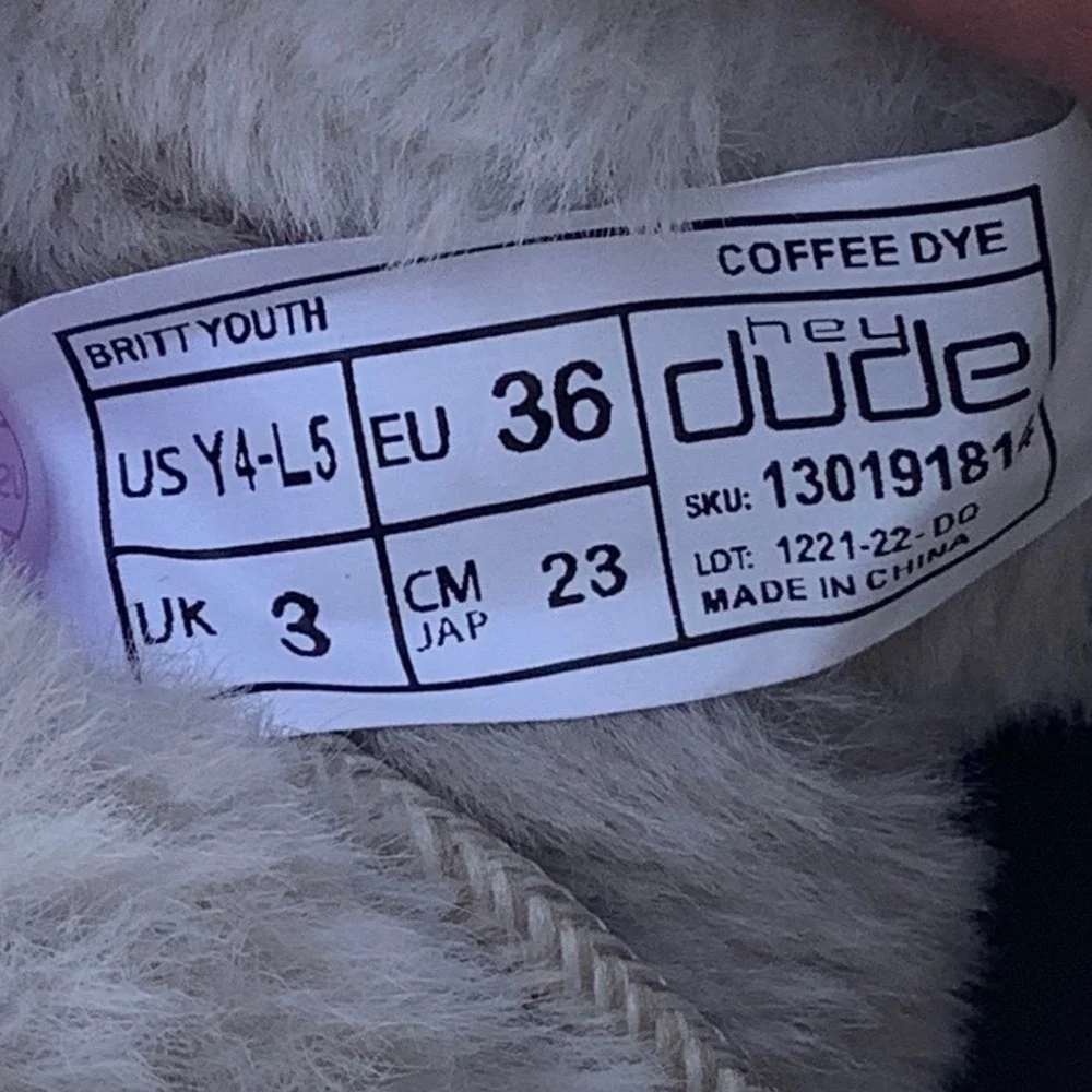 Hey Dude Britt Youth Coffee Dye Faux Fur Lined Ankle Boots Size Y4 L5 EU 36